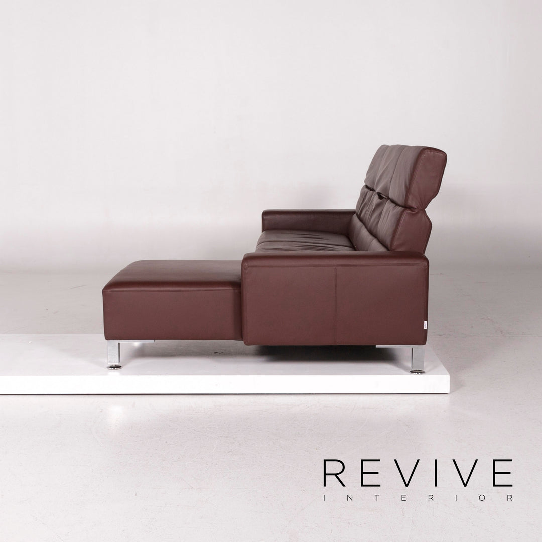 Brühl & Sippold Canapé d'angle en cuir Bordeaux Rouge foncé Rouge Marron Canapé Fonction Canapé #12053