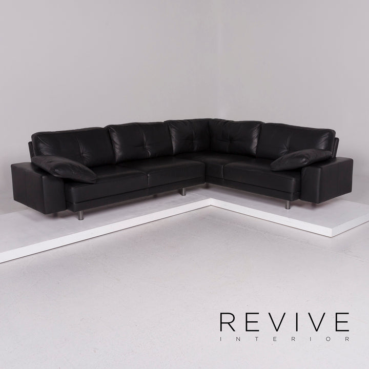 Brühl & Sippold Leder Sofa Schwarz Ecksofa #11739