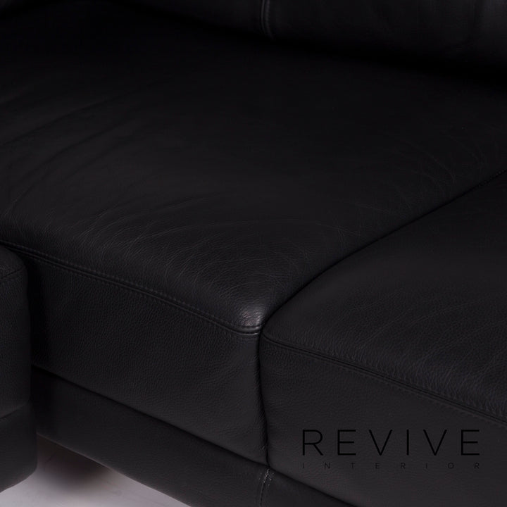 Brühl & Sippold Leder Sofa Schwarz Ecksofa #11739