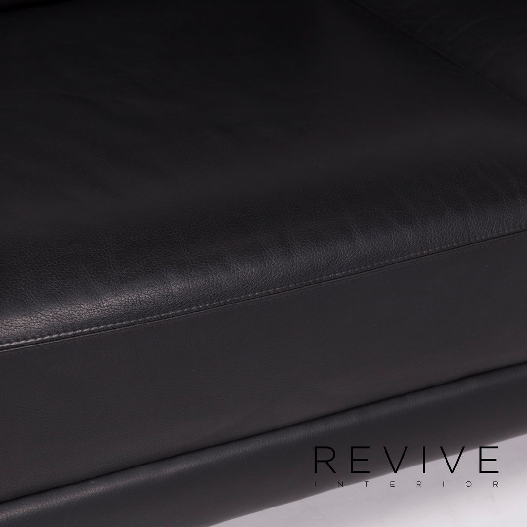 Brühl & Sippold Leder Sofa Schwarz Ecksofa #11739