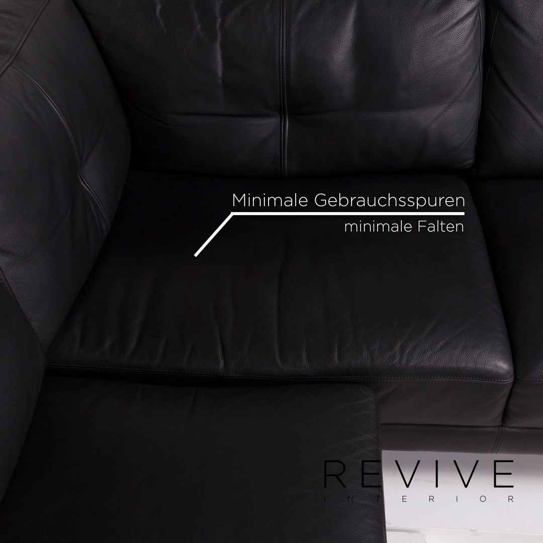 Brühl & Sippold Leder Sofa Schwarz Ecksofa #11739