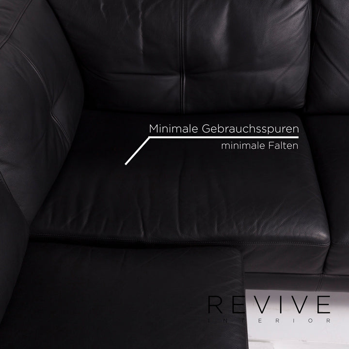 Brühl & Sippold Leder Sofa Schwarz Ecksofa #11739