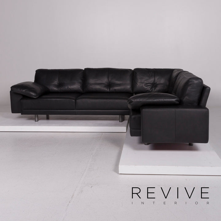 Brühl & Sippold Leder Sofa Schwarz Ecksofa #11739