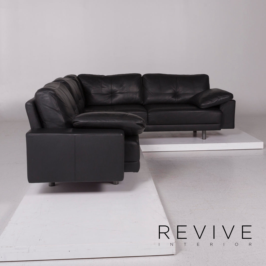 Brühl & Sippold Leder Sofa Schwarz Ecksofa #11739