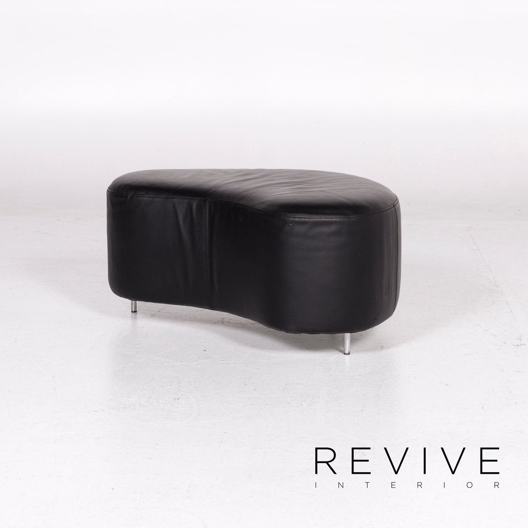 Brühl & Sippold Mosspink Leder Sofa inkl. Hocker Schwarz Pink Dreisitzer Kati Meyer-Brühl Couch #10895