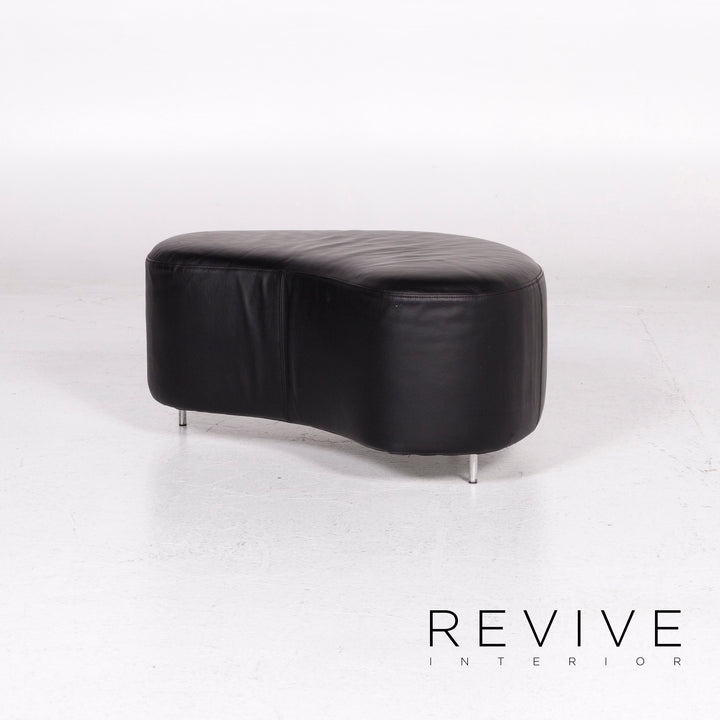 Brühl & Sippold Mosspink Leder Sofa inkl. Hocker Schwarz Pink Dreisitzer Kati Meyer-Brühl Couch #10895