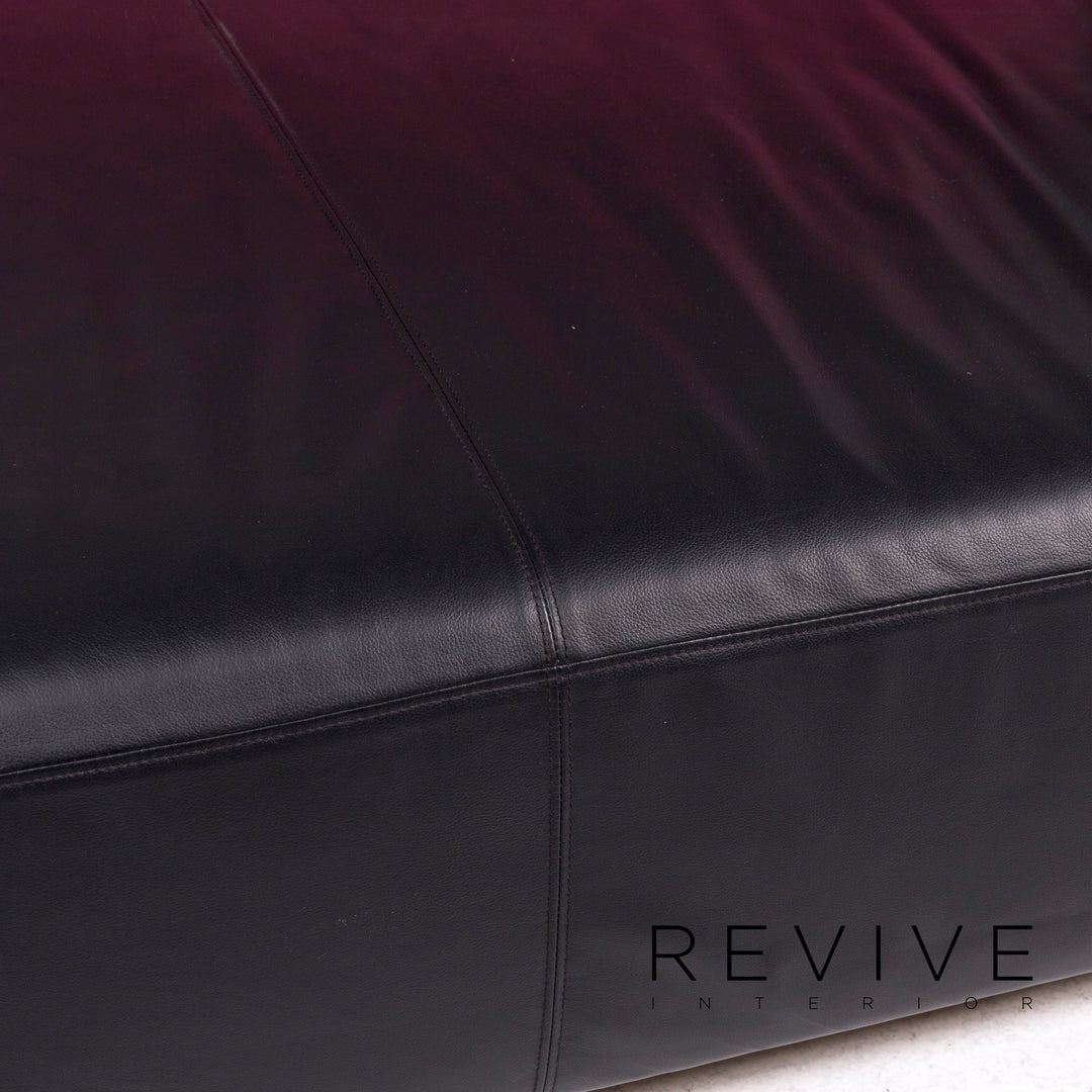 Brühl & Sippold Mosspink Leder Sofa inkl. Hocker Schwarz Pink Dreisitzer Kati Meyer-Brühl Couch #10895