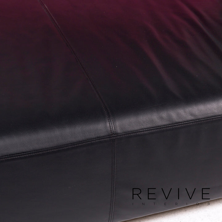 Brühl & Sippold Mosspink Leder Sofa inkl. Hocker Schwarz Pink Dreisitzer Kati Meyer-Brühl Couch #10895