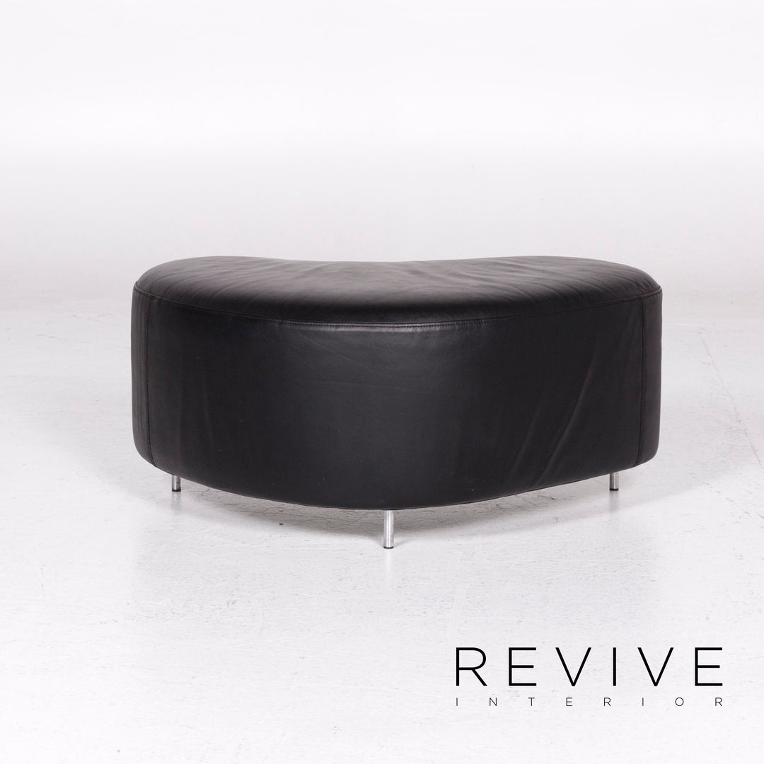 Brühl & Sippold Mosspink Leder Sofa inkl. Hocker Schwarz Pink Dreisitzer Kati Meyer-Brühl Couch #10895