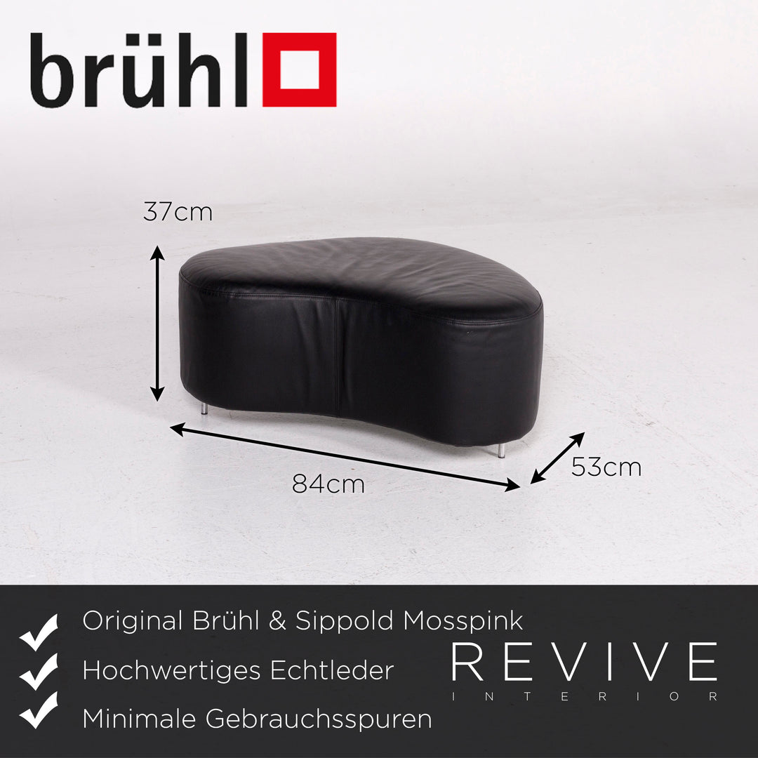 Brühl & Sippold Mosspink Leder Sofa inkl. Hocker Schwarz Pink Dreisitzer Kati Meyer-Brühl Couch #10895