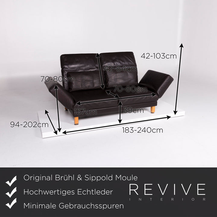 Brühl & Sippold Moule designer leather sofa brown two-seater including function #10354