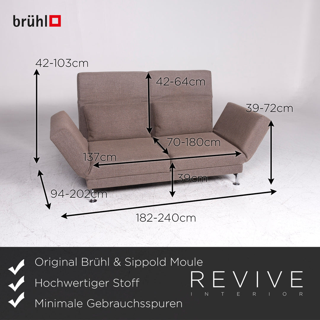Brühl & Sippold Moule Designer Stoff Sofa Beige Zweisitzer Schlafcouch #9360