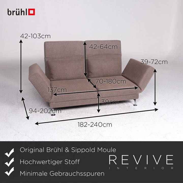 Brühl & Sippold Moule Designer Stoff Sofa Beige Zweisitzer Schlafcouch #9360