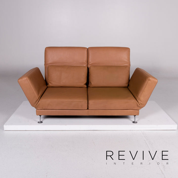 Brühl & Sippold Moule Leder Braun Hellbraun Funktion Relaxfunktion Schlafsofa Schlaffunktion Couch #10975