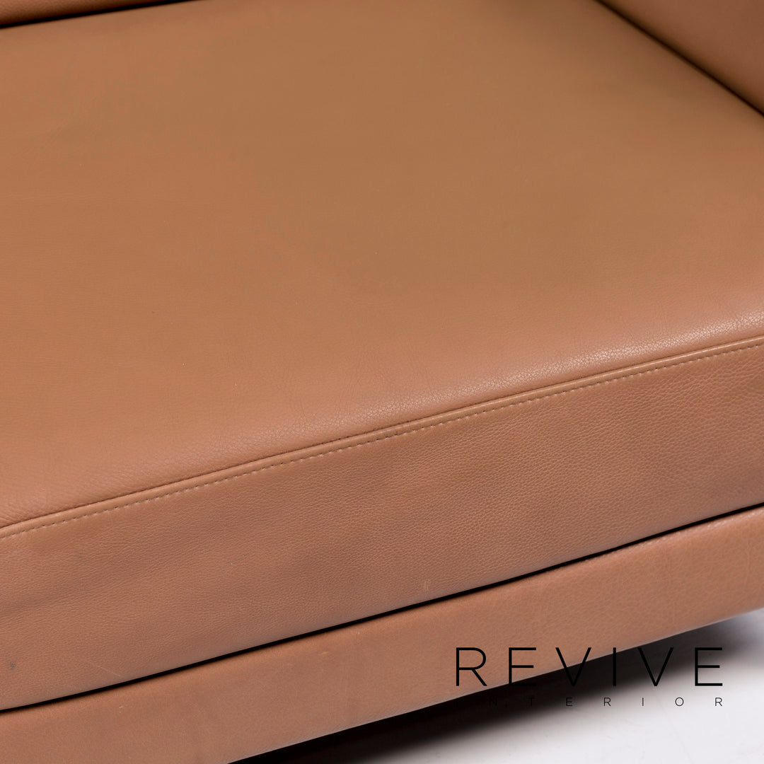 Brühl & Sippold Moule Leder Braun Hellbraun Funktion Relaxfunktion Schlafsofa Schlaffunktion Couch #10975