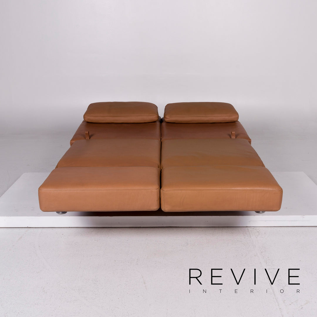 Brühl & Sippold Moule Leder Braun Hellbraun Funktion Relaxfunktion Schlafsofa Schlaffunktion Couch #10975