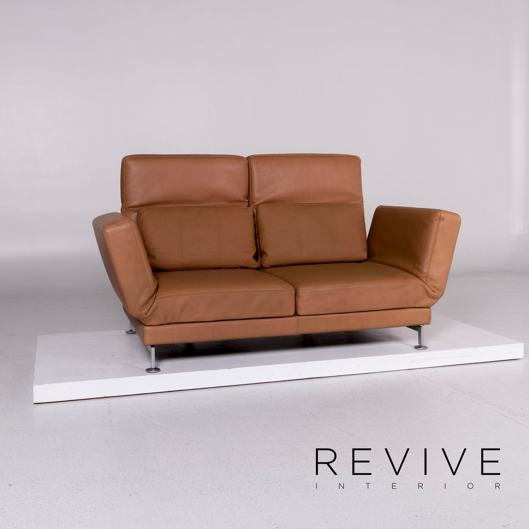 Brühl & Sippold Moule Leder Braun Hellbraun Funktion Relaxfunktion Schlafsofa Schlaffunktion Couch #10975
