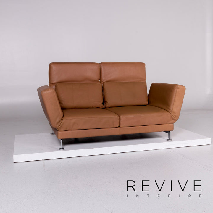 Brühl & Sippold Moule Leder Braun Hellbraun Funktion Relaxfunktion Schlafsofa Schlaffunktion Couch #10975