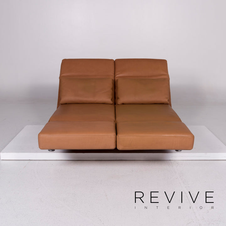 Brühl & Sippold Moule Leder Braun Hellbraun Funktion Relaxfunktion Schlafsofa Schlaffunktion Couch #10975