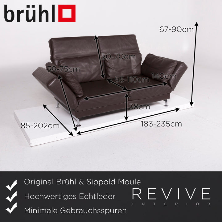 Brühl & Sippold Moule Leder Sofa Braun Zweisitzer #11607