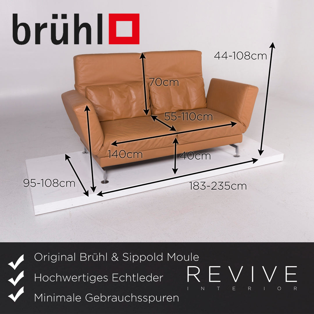 Brühl & Sippold Moule leather sofa brown two-seater including function #11544
