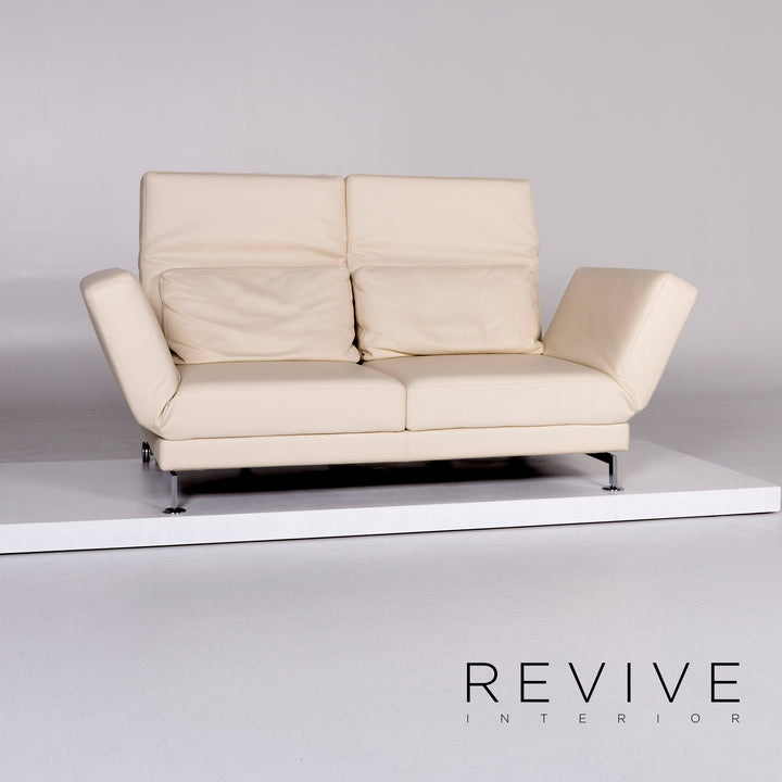 Brühl & Sippold Moule leather sofa cream two-seater relax function couch #10241