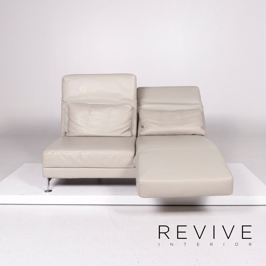 Brühl & Sippold Moule Leder Sofa Grau Zweisitzer Funktion Relaxfunktion Couch #11715