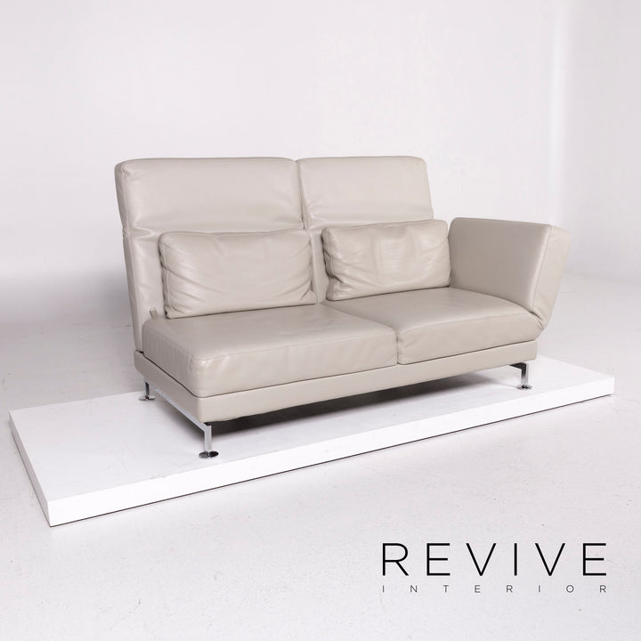 Brühl & Sippold Moule Leder Sofa Grau Zweisitzer Funktion Relaxfunktion Couch #11715