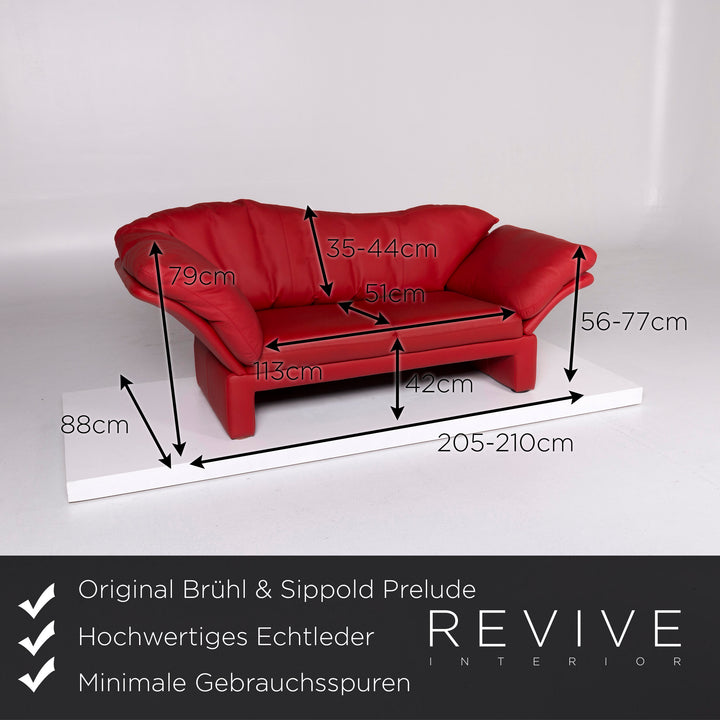 Brühl & Sippold Prelude Designer Leder Sofa Rot Zweisitzer #10321