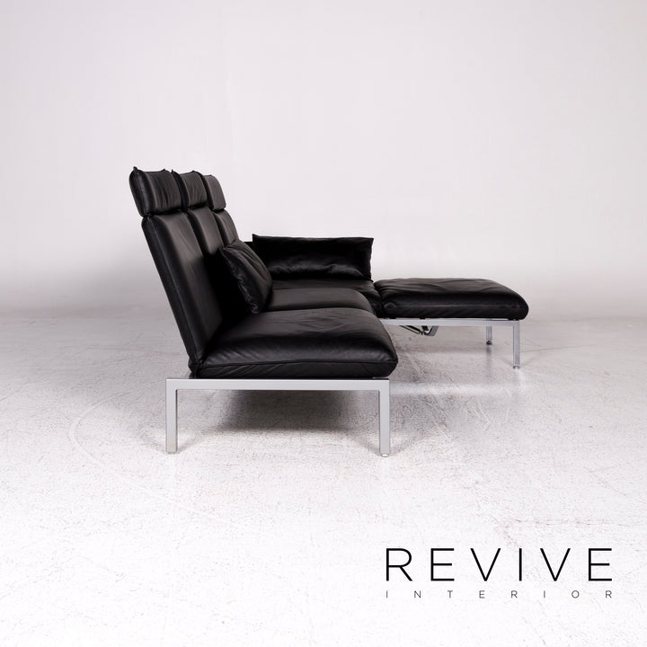 Brühl & Sippold Roro Leder Ecksofa Schwarz Funktion Couch #9781