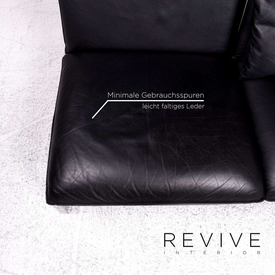 Brühl & Sippold Roro Leder Ecksofa Schwarz Funktion Couch #9781