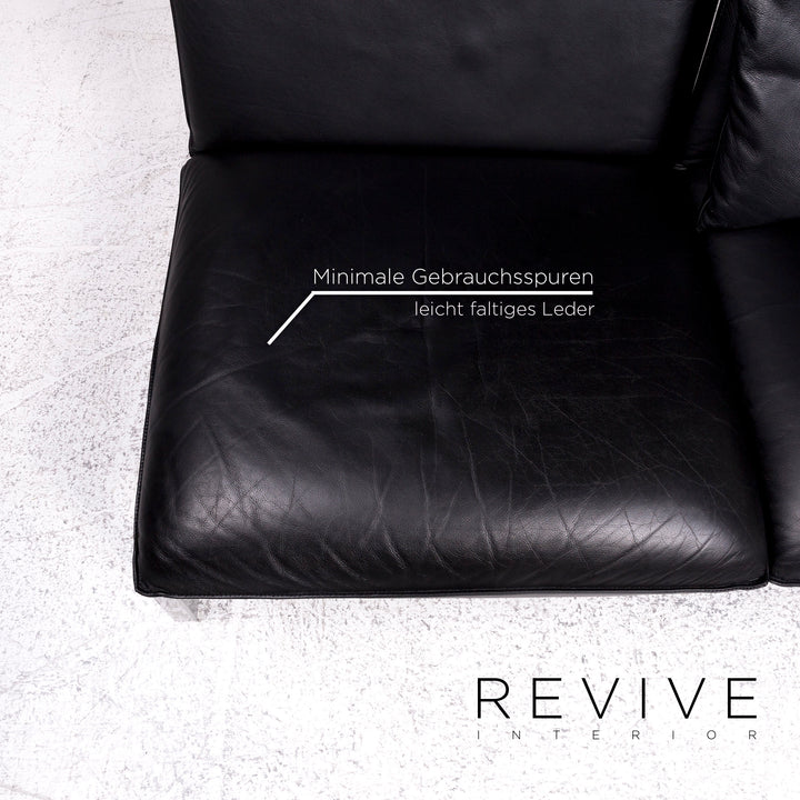 Brühl & Sippold Roro Leder Ecksofa Schwarz Funktion Couch #9781