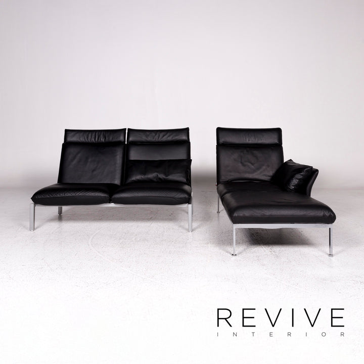 Brühl & Sippold Roro Leder Ecksofa Schwarz Funktion Couch #9781