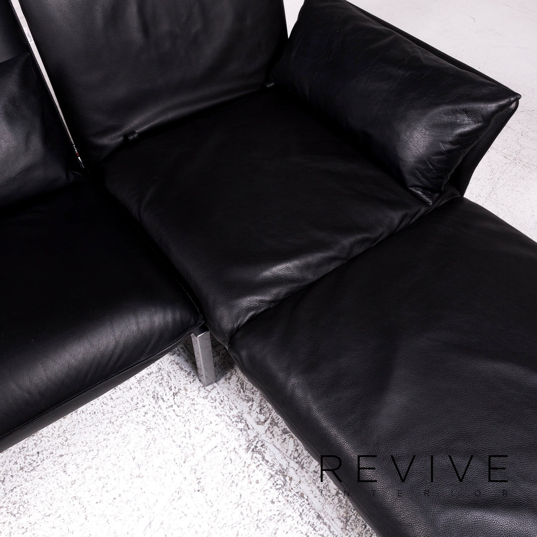 Brühl & Sippold Roro Leder Ecksofa Schwarz Funktion Couch #9781