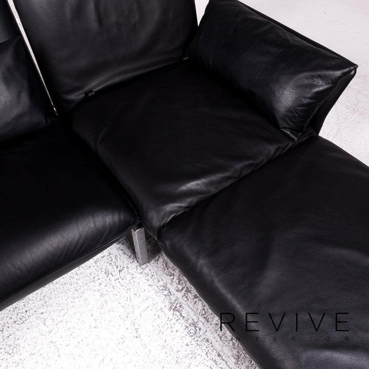 Brühl & Sippold Roro Leder Ecksofa Schwarz Funktion Couch #9781