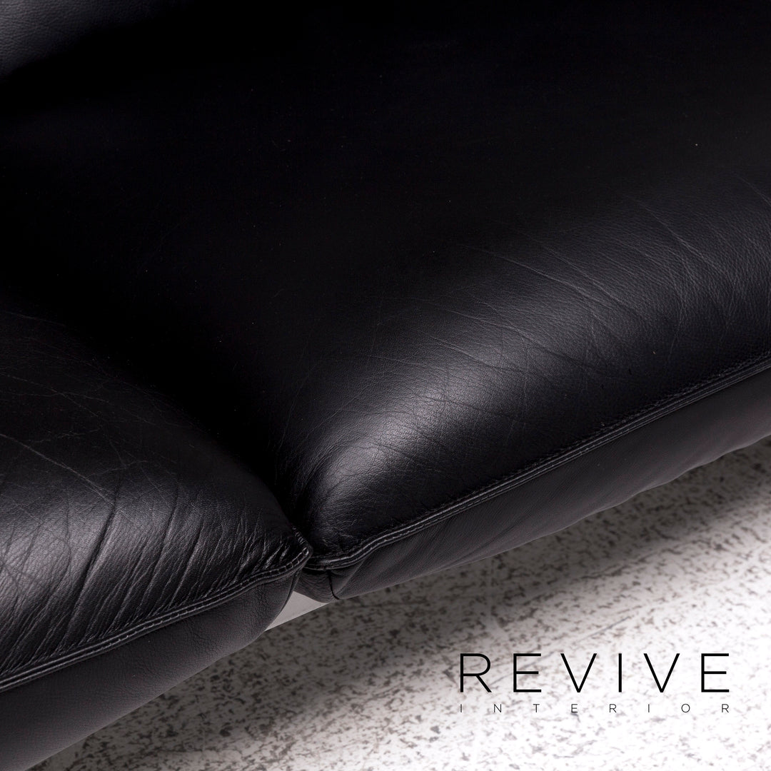 Brühl & Sippold Roro Leder Ecksofa Schwarz Funktion Couch #9781