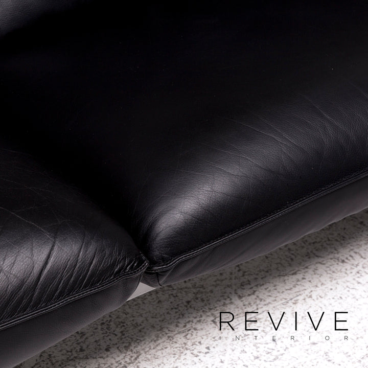 Brühl & Sippold Roro Leder Ecksofa Schwarz Funktion Couch #9781