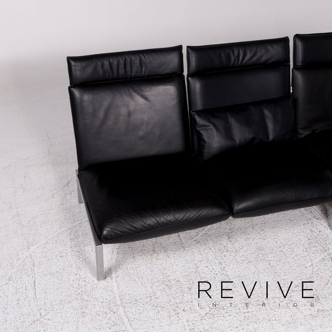 Brühl & Sippold Roro Leder Ecksofa Schwarz Funktion Couch #9781