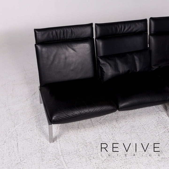 Brühl & Sippold Roro Leder Ecksofa Schwarz Funktion Couch #9781