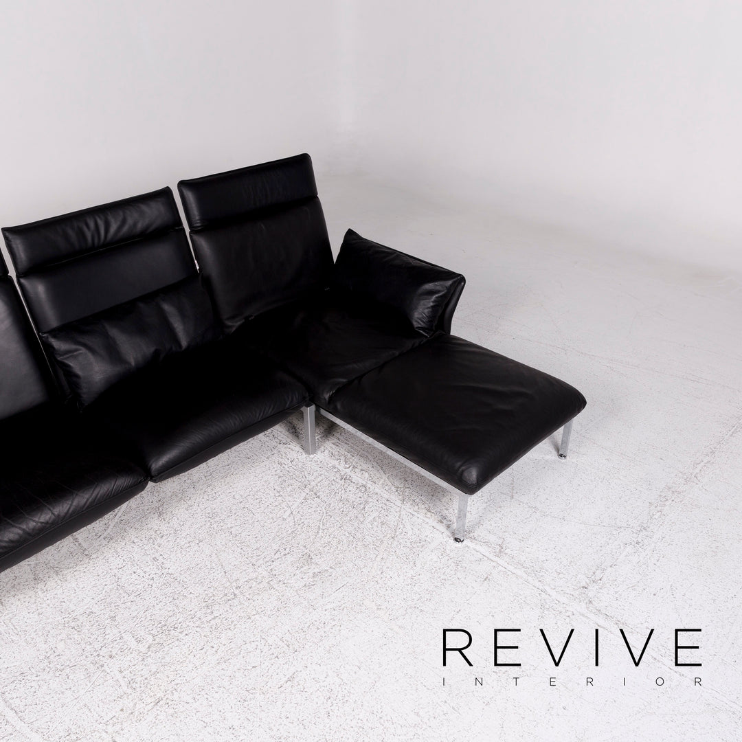 Brühl & Sippold Roro Leder Ecksofa Schwarz Funktion Couch #9781