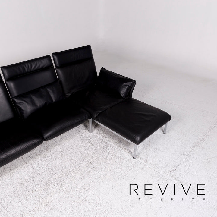 Brühl & Sippold Roro Leder Ecksofa Schwarz Funktion Couch #9781
