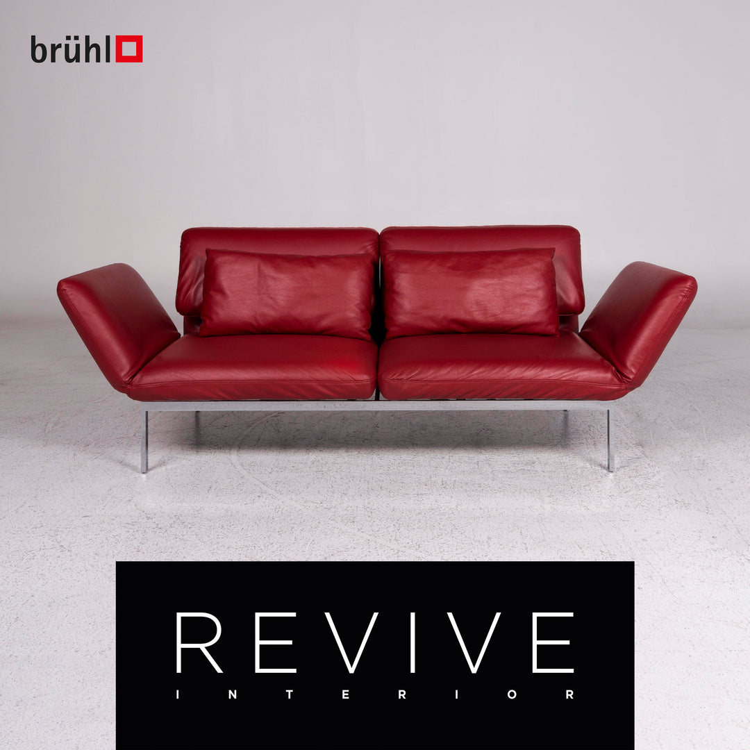Brühl & Sippold Roro Leder Sofa Rot Zweisitzer Relax Funktion Couch #9669