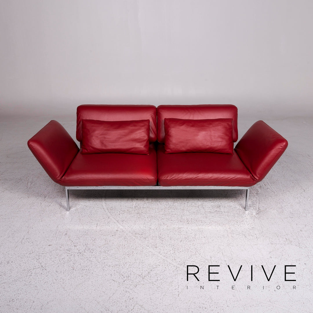 Brühl & Sippold Roro Leder Sofa Rot Zweisitzer Relax Funktion Couch #9669