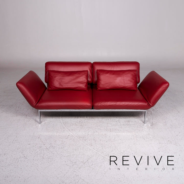 Brühl & Sippold Roro Leder Sofa Rot Zweisitzer Relax Funktion Couch #9669