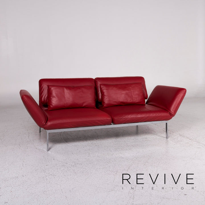 Brühl & Sippold Roro Leder Sofa Rot Zweisitzer Relax Funktion Couch #9669