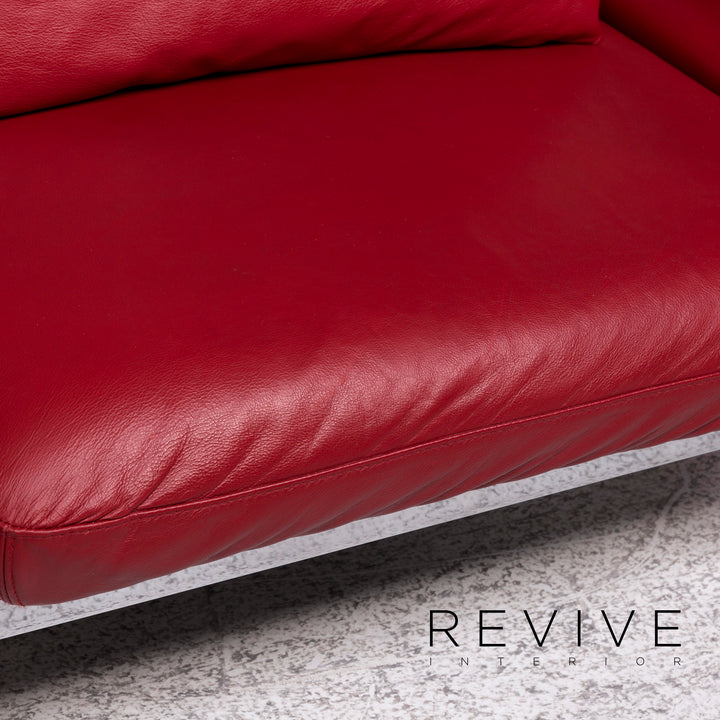 Brühl & Sippold Roro Leder Sofa Rot Zweisitzer Relax Funktion Couch #9669