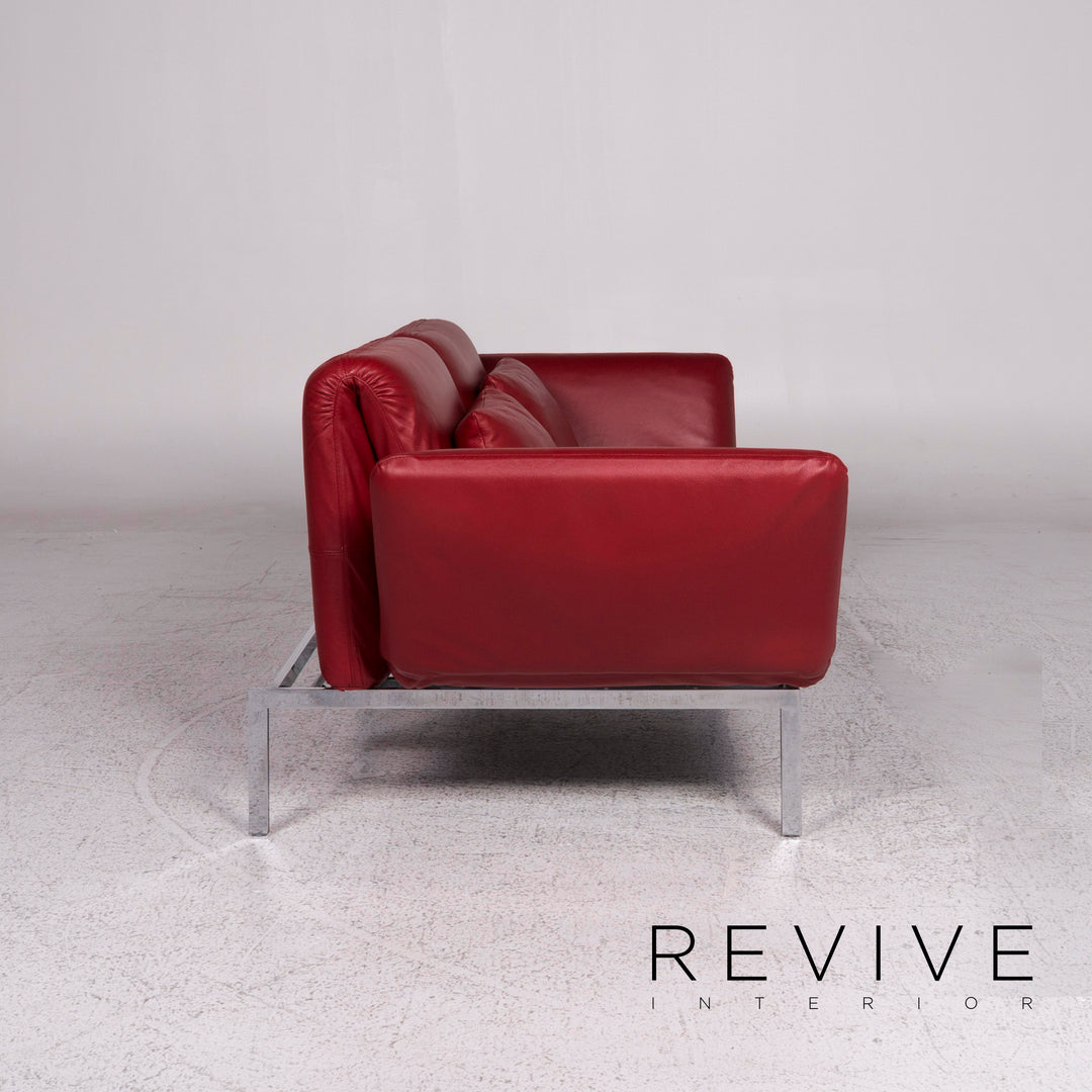 Brühl & Sippold Roro Leder Sofa Rot Zweisitzer Relax Funktion Couch #9669