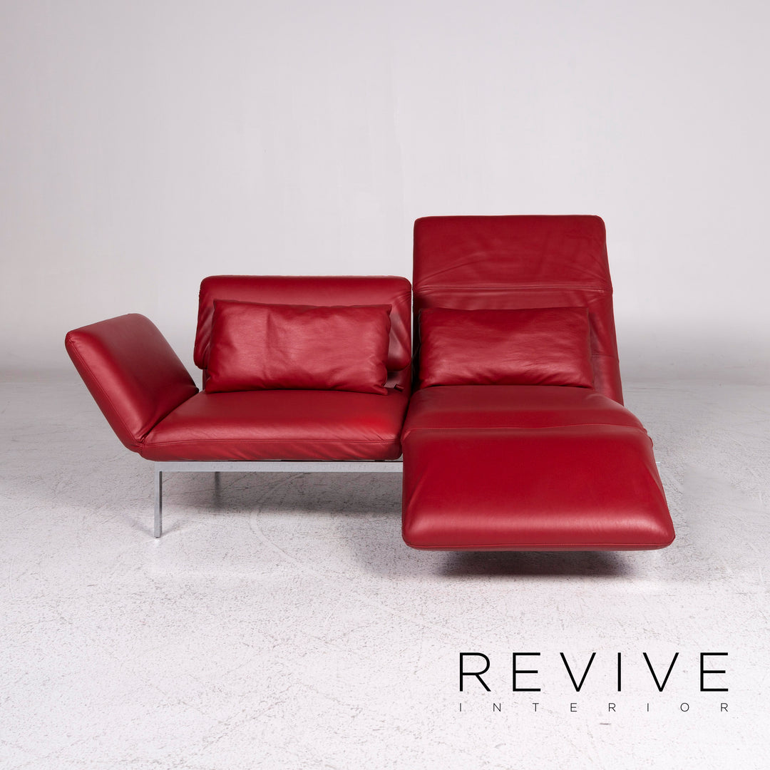 Brühl & Sippold Roro Leder Sofa Rot Zweisitzer Relax Funktion Couch #9669