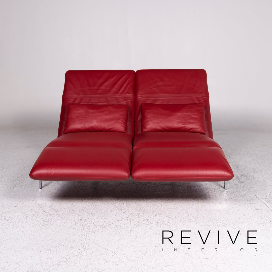 Brühl & Sippold Roro Leder Sofa Rot Zweisitzer Relax Funktion Couch #9669