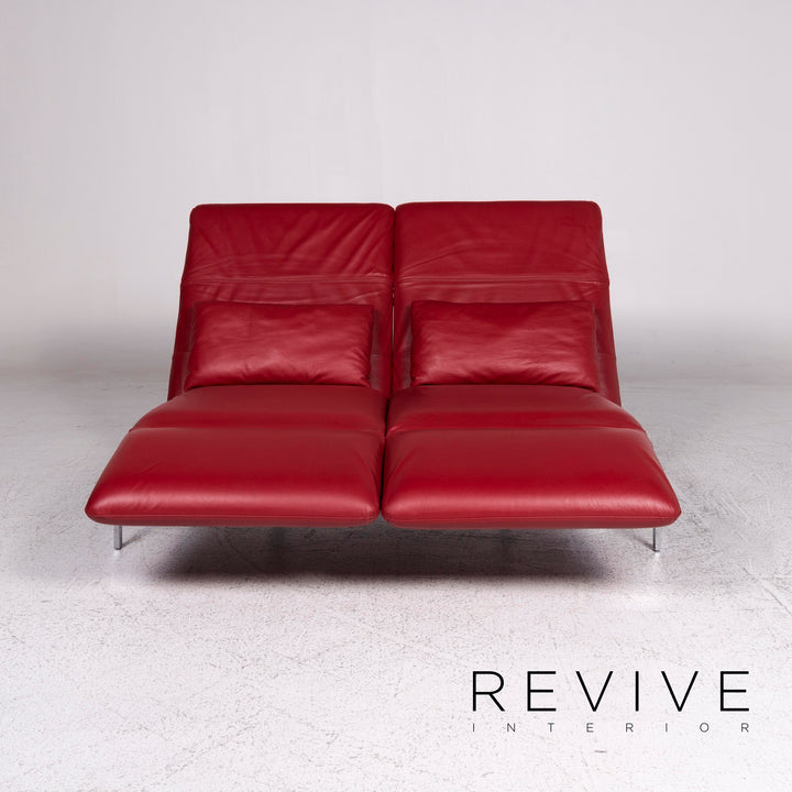 Brühl & Sippold Roro Leder Sofa Rot Zweisitzer Relax Funktion Couch #9669